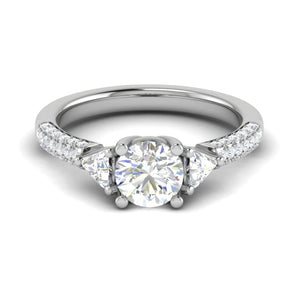 Jewelove™ Rings J VS / Women's Band only 0.70 cts. Solitaire Accents Diamond Shank Ring JL PT R3 RD 101