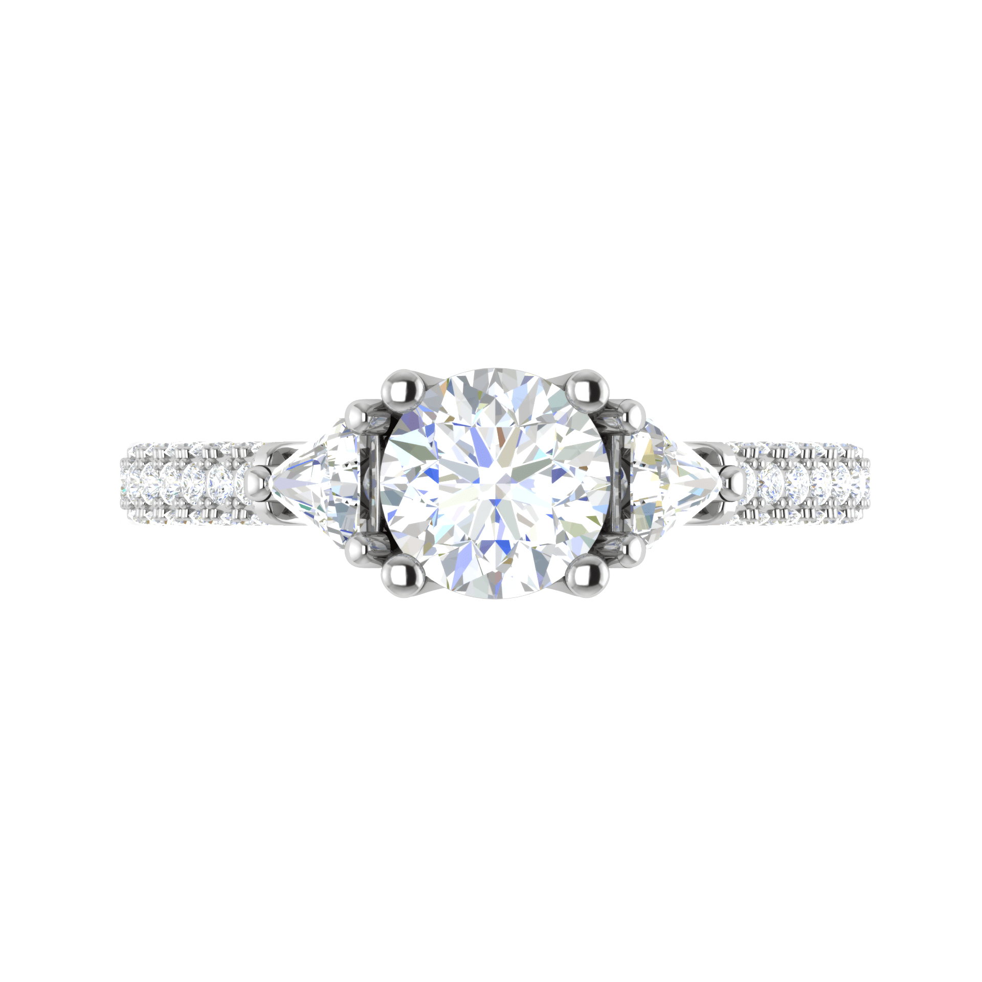 Jewelove™ Rings J VS / Women's Band only 0.70 cts. Solitaire Accents Diamond Shank Ring JL PT R3 RD 101