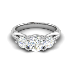 Jewelove™ Rings J VS / Women's Band only 0.70 cts. Solitaire Diamond Accents Platinum Engagement Ring JL PT R3 RD 120