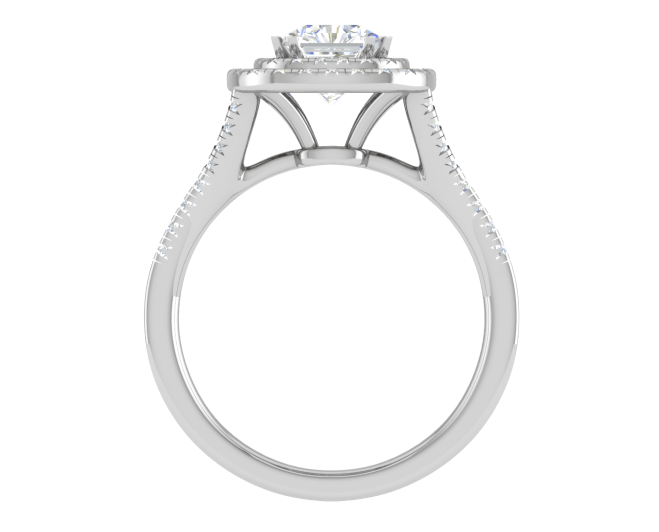 Jewelove™ J VS / Women's Band only 0.70 cts Solitaire Double Halo Diamond Shank Platinum Ring JL PT RH RD 101