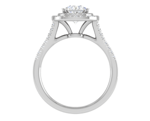 Jewelove™ J VS / Women's Band only 0.70 cts Solitaire Double Halo Diamond Shank Platinum Ring JL PT RH RD 101