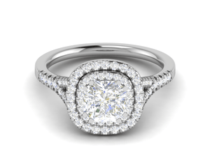 Jewelove™ J VS / Women's Band only 0.70 cts Solitaire Double Halo Diamond Shank Platinum Ring JL PT RH RD 101