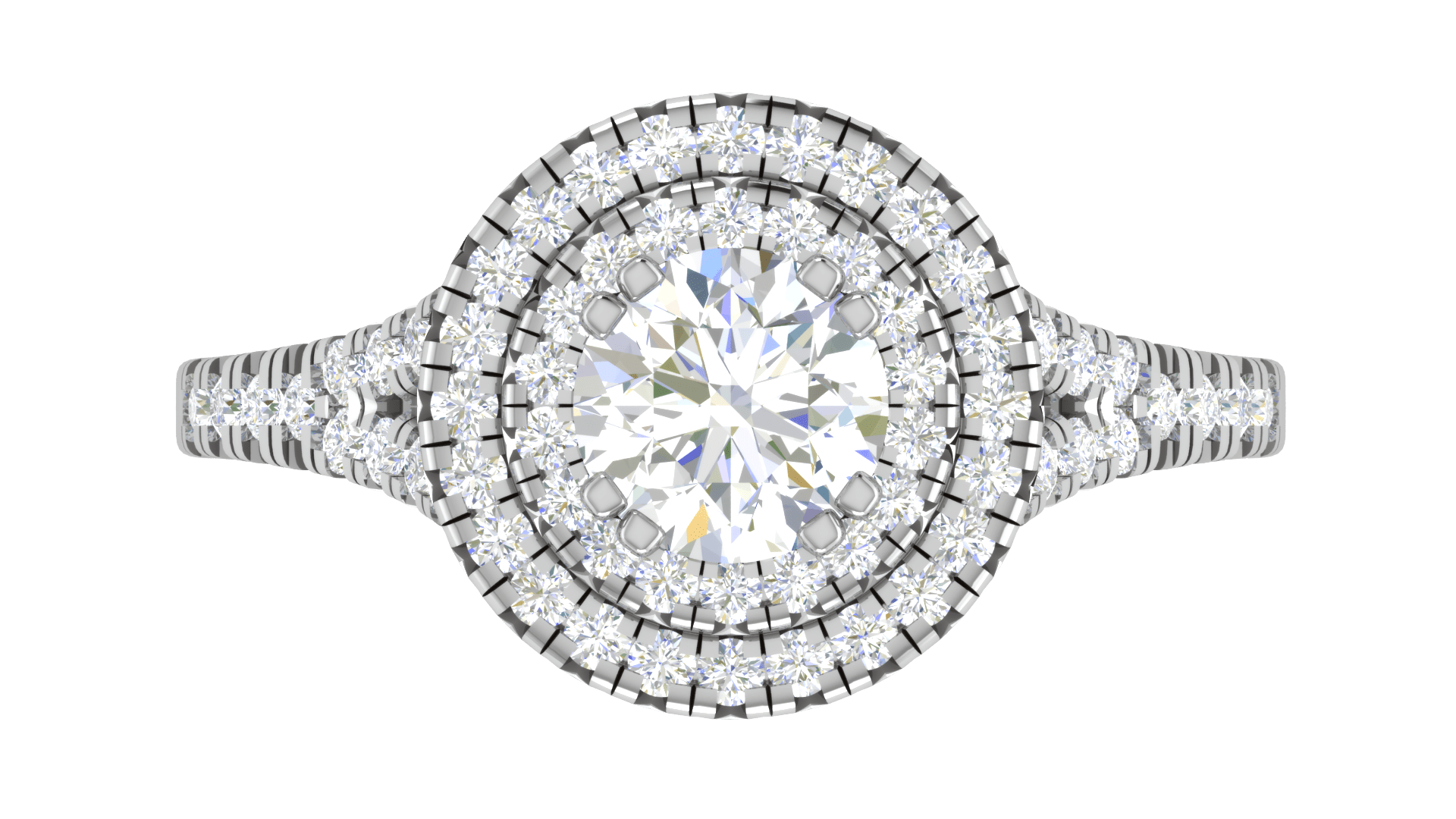 Jewelove™ J VS / Women's Band only 0.70 cts Solitaire Double Halo Diamond Shank Platinum Ring JL PT RH RD 105