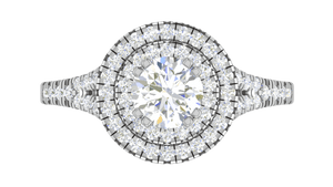 Jewelove™ J VS / Women's Band only 0.70 cts Solitaire Double Halo Diamond Shank Platinum Ring JL PT RH RD 105