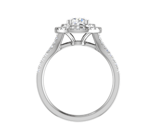 Jewelove™ J VS / Women's Band only 0.70 cts Solitaire Double Halo Diamond Shank Platinum Ring JL PT RH RD 105