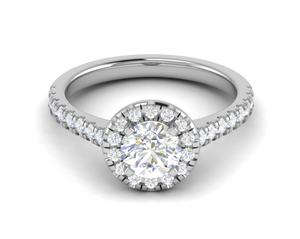 Jewelove™ J VS / Women's Band only 0.70 cts Solitaire Halo Diamond Shank Platinum Ring JL PT RH RD 102