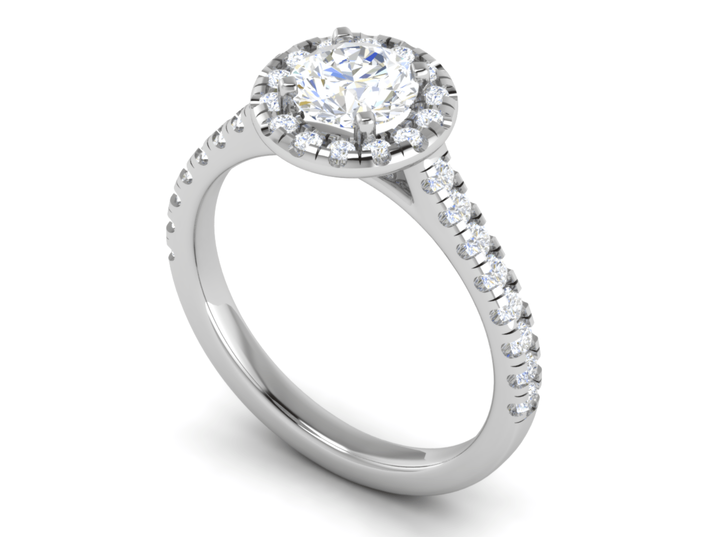 Jewelove™ J VS / Women's Band only 0.70 cts Solitaire Halo Diamond Shank Platinum Ring JL PT RH RD 102