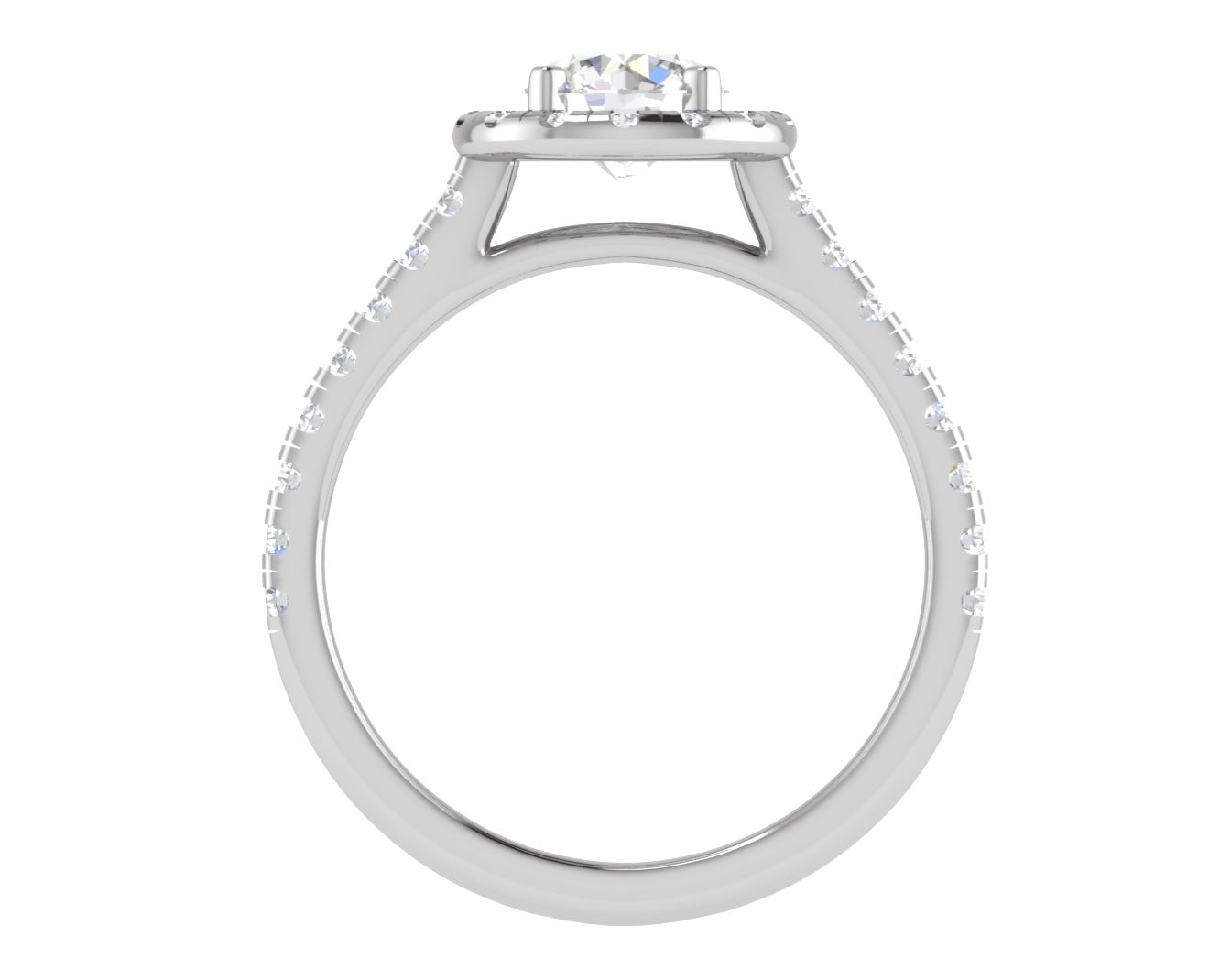 Jewelove™ J VS / Women's Band only 0.70 cts Solitaire Halo Diamond Shank Platinum Ring JL PT RH RD 102