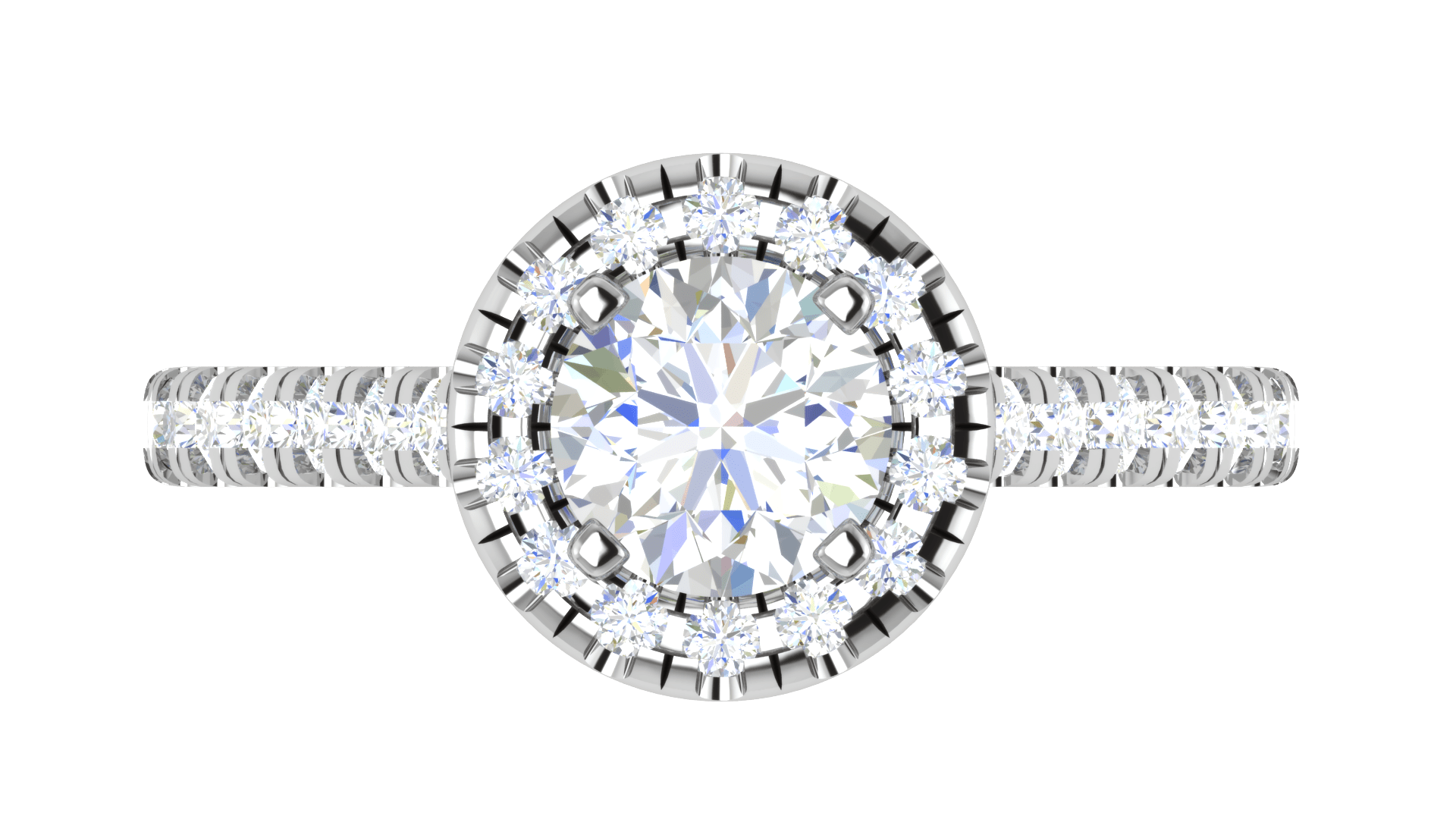 Jewelove™ J VS / Women's Band only 0.70 cts Solitaire Halo Diamond Shank Platinum Ring JL PT RH RD 102