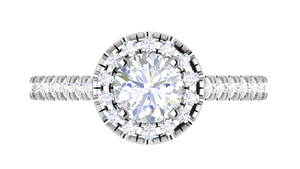 Jewelove™ J VS / Women's Band only 0.70 cts Solitaire Halo Diamond Shank Platinum Ring JL PT RH RD 102