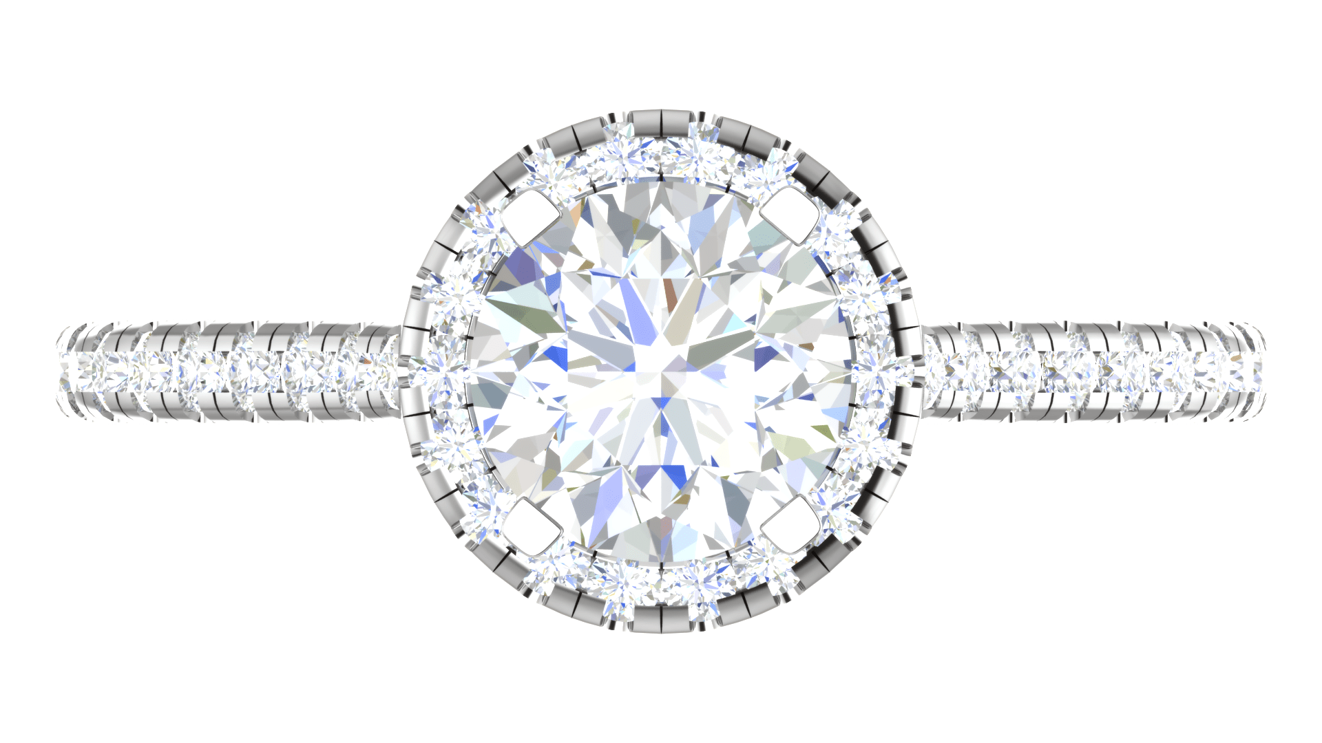 Jewelove™ J VS / Women's Band only 0.70 cts Solitaire Halo Diamond Shank Platinum Ring JL PT RH RD 109