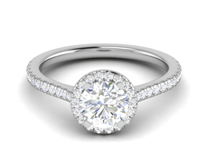 Jewelove™ J VS / Women's Band only 0.70 cts Solitaire Halo Diamond Shank Platinum Ring JL PT RH RD 109