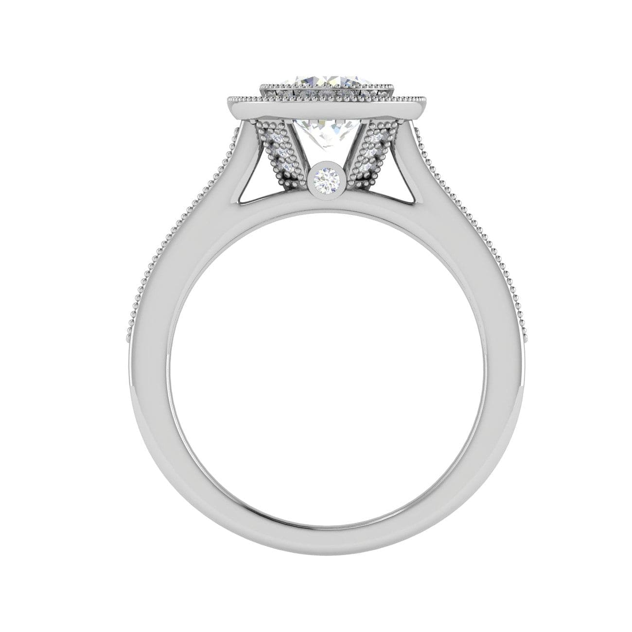 Jewelove™ J VS / Women's Band only 0.70 cts Solitaire Halo Diamond Shank Platinum Ring JL PT RH RD 128