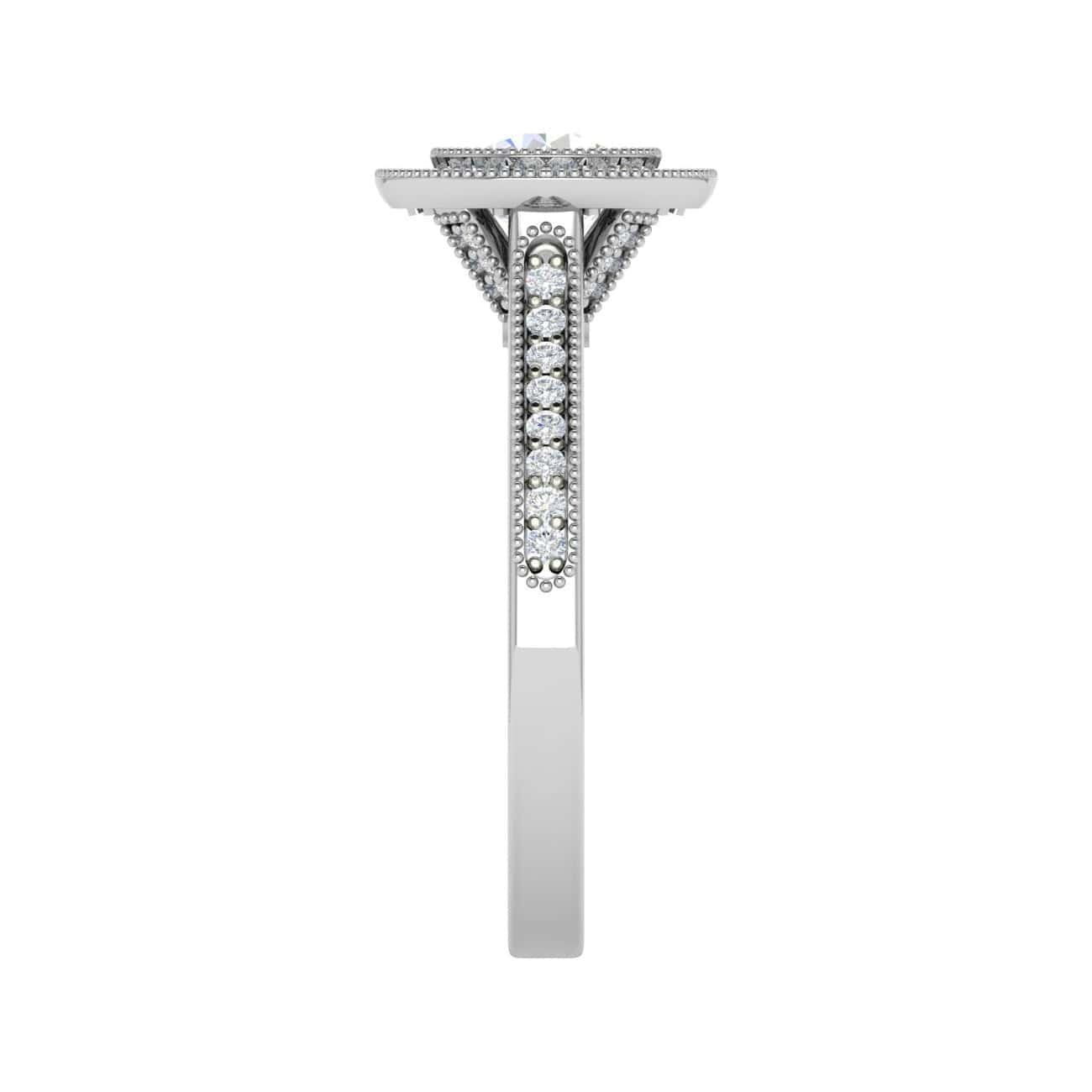 Jewelove™ J VS / Women's Band only 0.70 cts Solitaire Halo Diamond Shank Platinum Ring JL PT RH RD 128