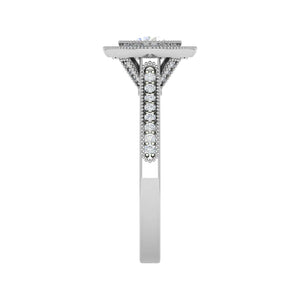 Jewelove™ J VS / Women's Band only 0.70 cts Solitaire Halo Diamond Shank Platinum Ring JL PT RH RD 128