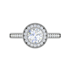 Jewelove™ J VS / Women's Band only 0.70 cts Solitaire Halo Diamond Shank Platinum Ring JL PT RH RD 128