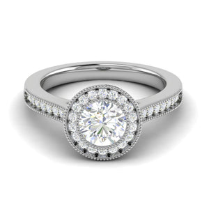 Jewelove™ J VS / Women's Band only 0.70 cts Solitaire Halo Diamond Shank Platinum Ring JL PT RH RD 128