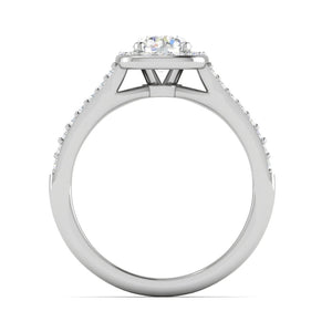 Jewelove™ J VS / Women's Band only 0.70 cts Solitaire Halo Diamond Split Shank Platinum Ring JL PT RH RD 110