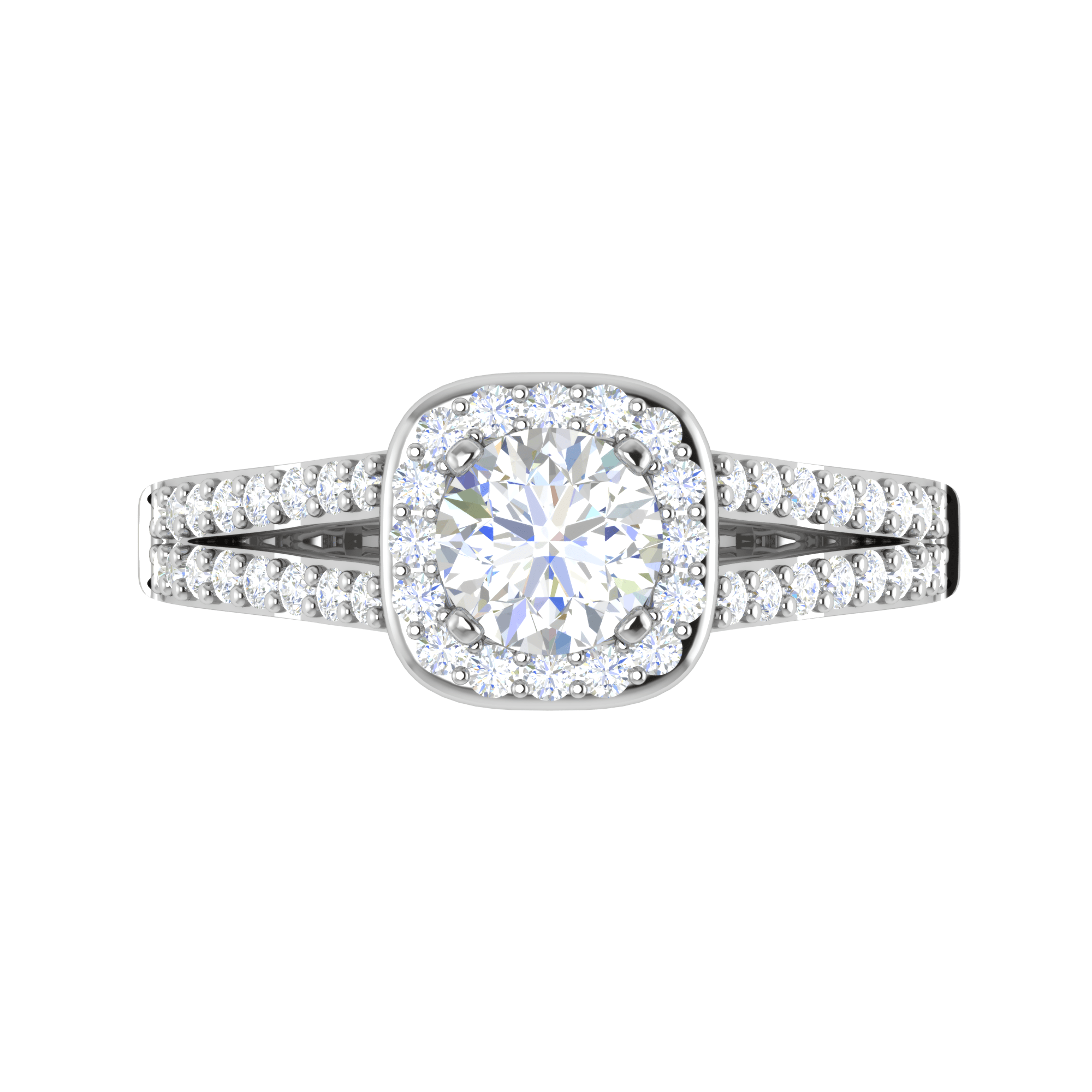 Jewelove™ J VS / Women's Band only 0.70 cts Solitaire Halo Diamond Split Shank Platinum Ring JL PT RH RD 110