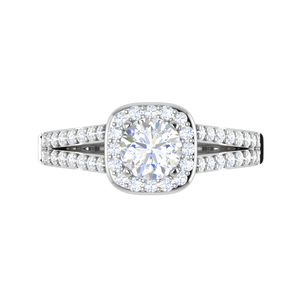 Jewelove™ J VS / Women's Band only 0.70 cts Solitaire Halo Diamond Split Shank Platinum Ring JL PT RH RD 110