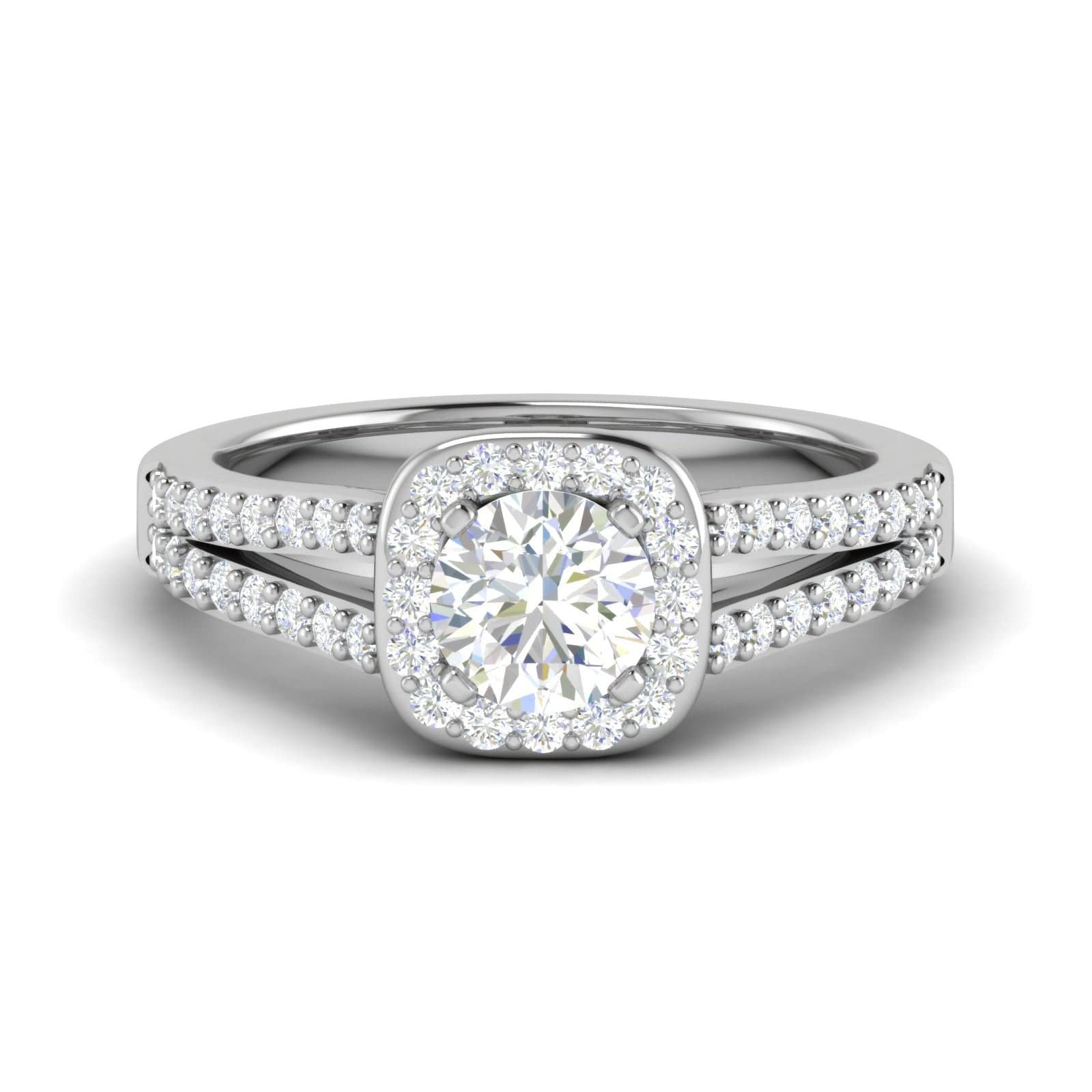 Jewelove™ J VS / Women's Band only 0.70 cts Solitaire Halo Diamond Split Shank Platinum Ring JL PT RH RD 110