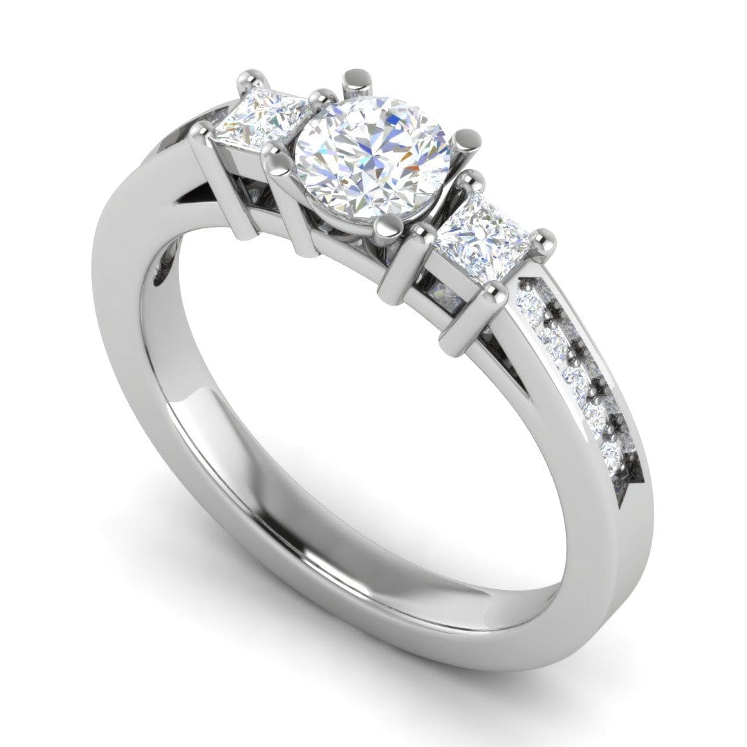 Jewelove™ Rings J VS / Women's Band only 0.70 cts Solitaire Shank Platinum Ring with 2 Princess Cut Side Diamond JL PT R3 RD 103