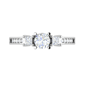 Jewelove™ Rings J VS / Women's Band only 0.70 cts Solitaire Shank Platinum Ring with 2 Princess Cut Side Diamond JL PT R3 RD 103