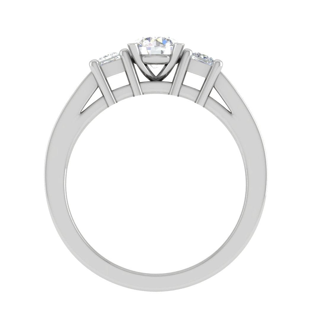 Jewelove™ Rings J VS / Women's Band only 0.70 cts Solitaire Shank Platinum Ring with 2 Princess Cut Side Diamond JL PT R3 RD 103