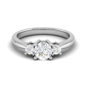 Jewelove™ Rings J VS / Women's Band only 0.70 cts Solitaire Three Stone Platinum Diamond Accents Ring JL PT R3 RD 106