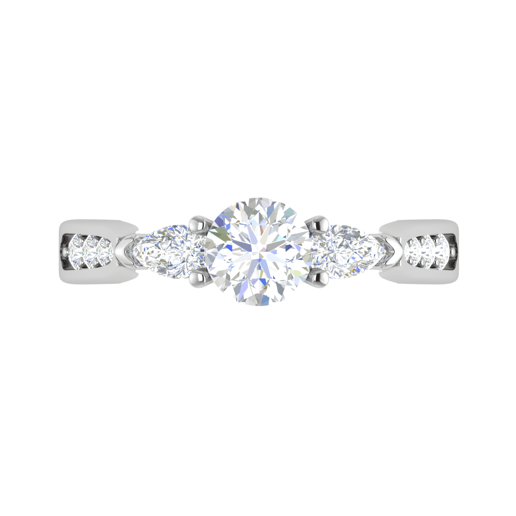 Jewelove™ Rings J VS / Women's Band only 0.70 cts Solitaire with Pear Cut Diamond Accents Platinum Ring JL PT R3 RD 102