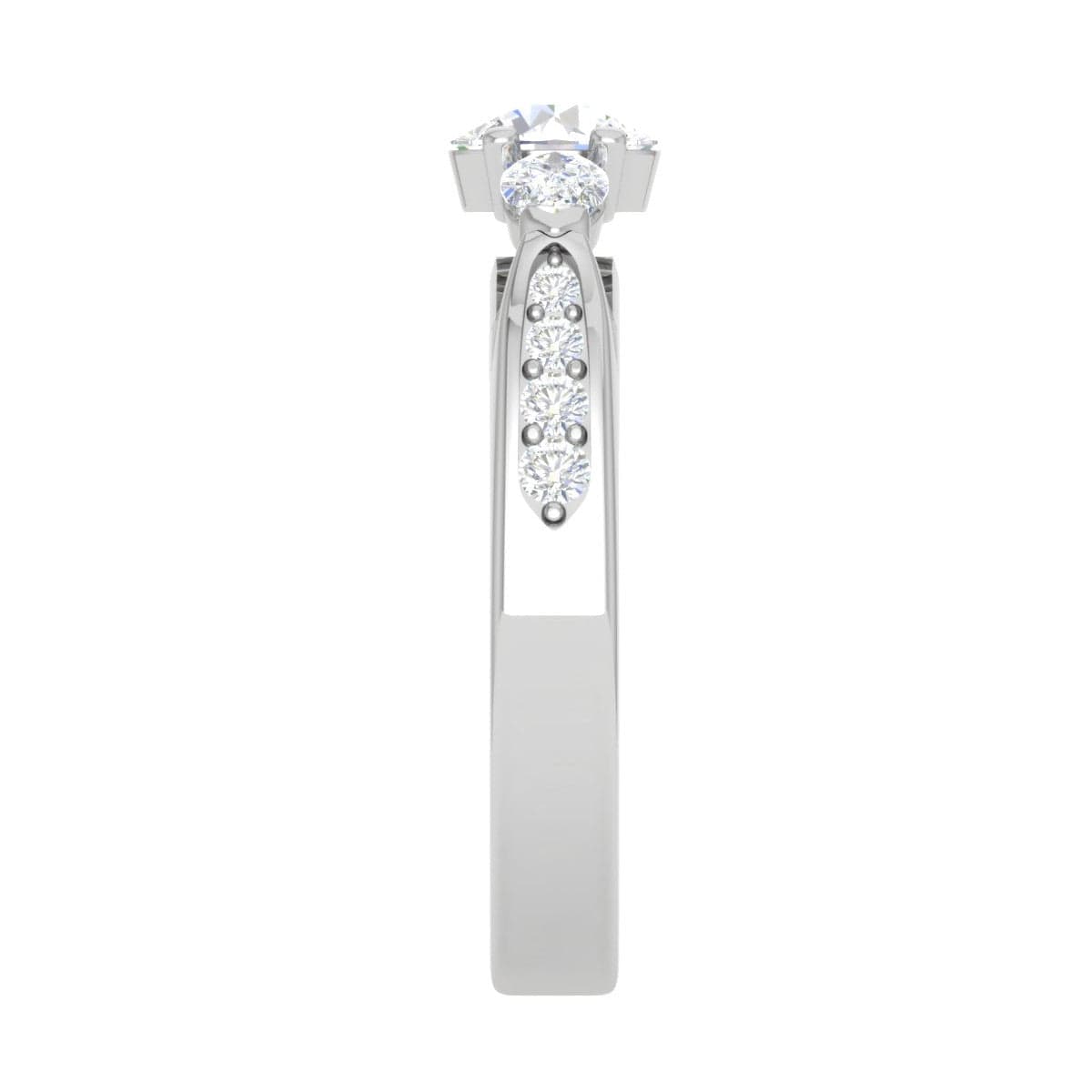 Jewelove™ Rings J VS / Women's Band only 0.70 cts Solitaire with Pear Cut Diamond Accents Platinum Ring JL PT R3 RD 102