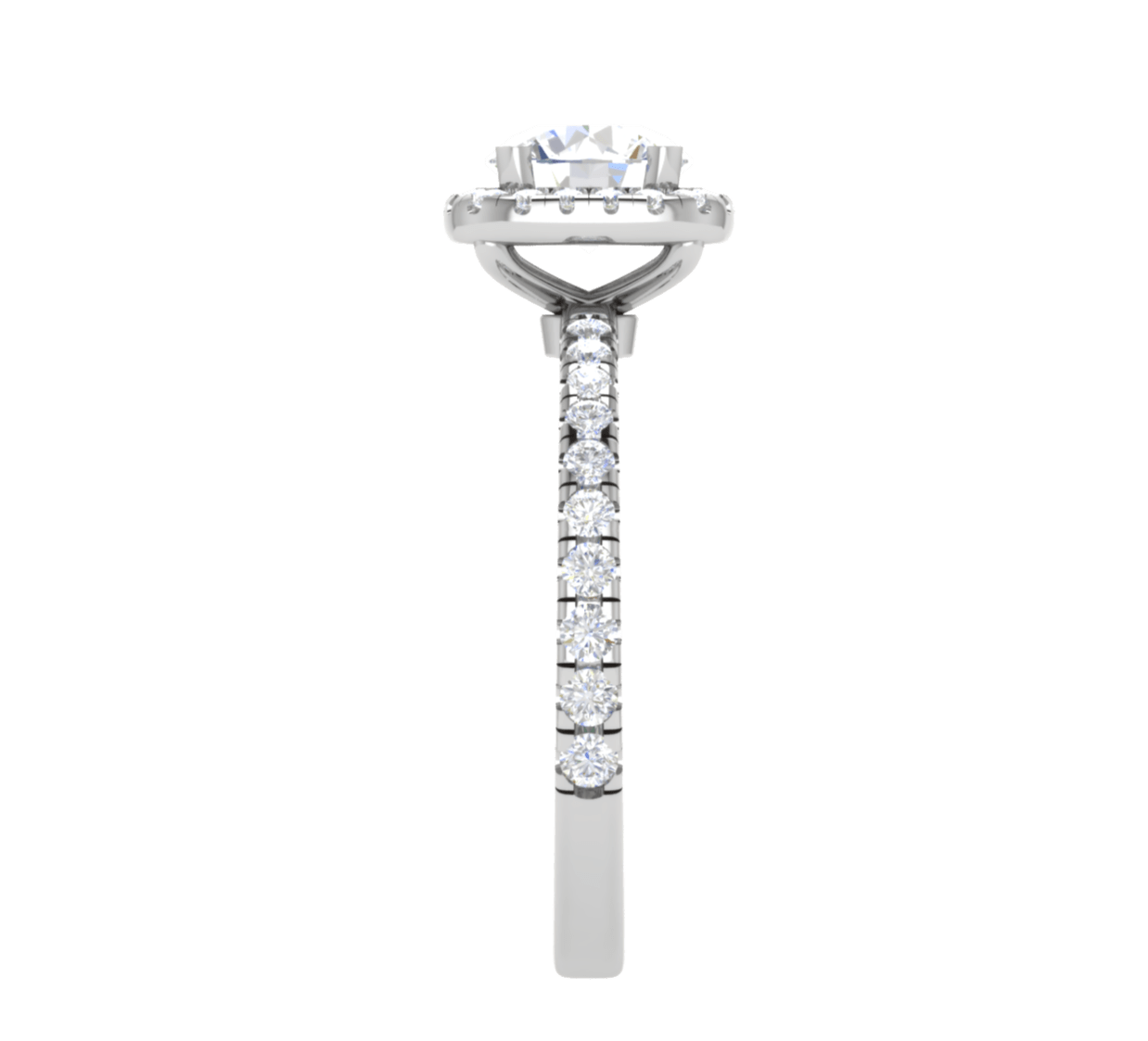 Jewelove™ J VS / Women's Band only 0.70 cts Solitaire with Square Halo Diamond Shank Platinum Ring JL PT RH RD 108