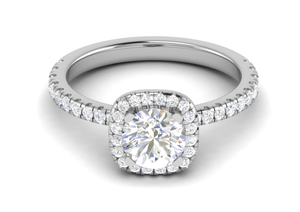 Jewelove™ J VS / Women's Band only 0.70 cts Solitaire with Square Halo Diamond Shank Platinum Ring JL PT RH RD 108