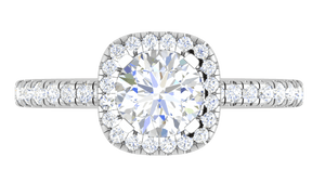 Jewelove™ J VS / Women's Band only 0.70 cts Solitaire with Square Halo Diamond Shank Platinum Ring JL PT RH RD 108