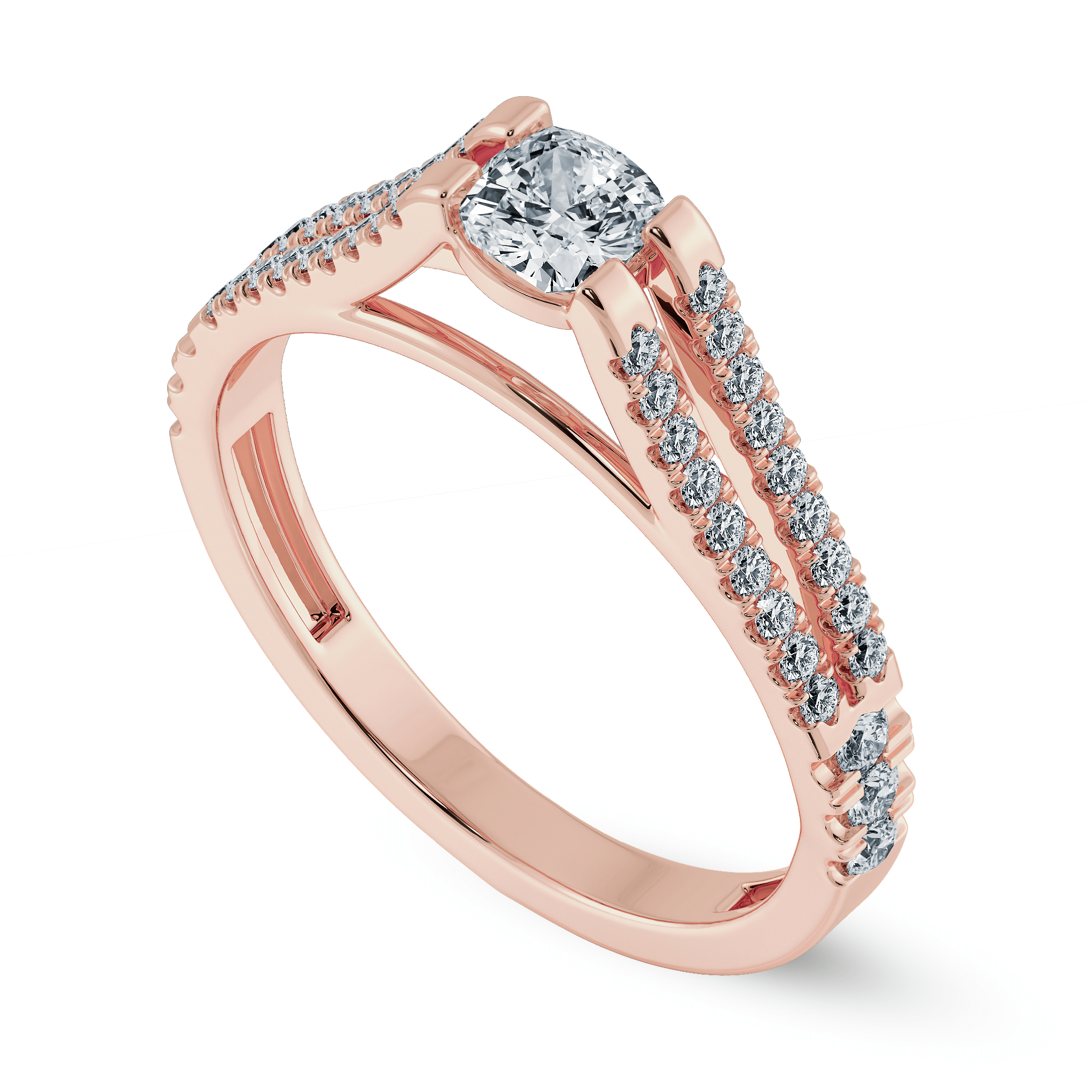 Jewelove™ Rings Women's Band only / VVS G 0.70cts. Cushion Cut Solitaire Diamond Split Shank 18K Rose Gold Ring JL AU 1179R-B