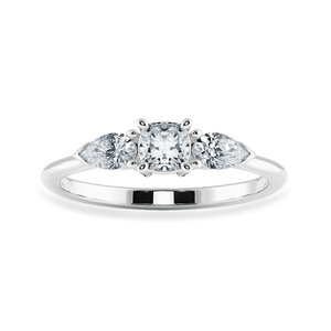 Jewelove™ Rings Women's Band only / VVS G 0.70cts. Cushion Cut Solitaire with Pear Cut Diamond Accents Platinum Engagement Ring JL PT 1203-B