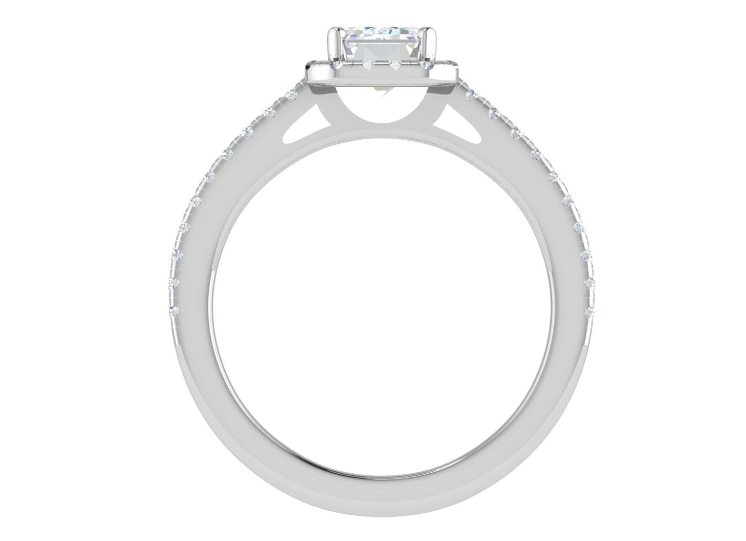 Jewelove™ Rings E VVS / Women's Band only 0.70cts Emerald Cut Diamond Halo Diamond Shank Platinum Ring JL PT RH EM 120