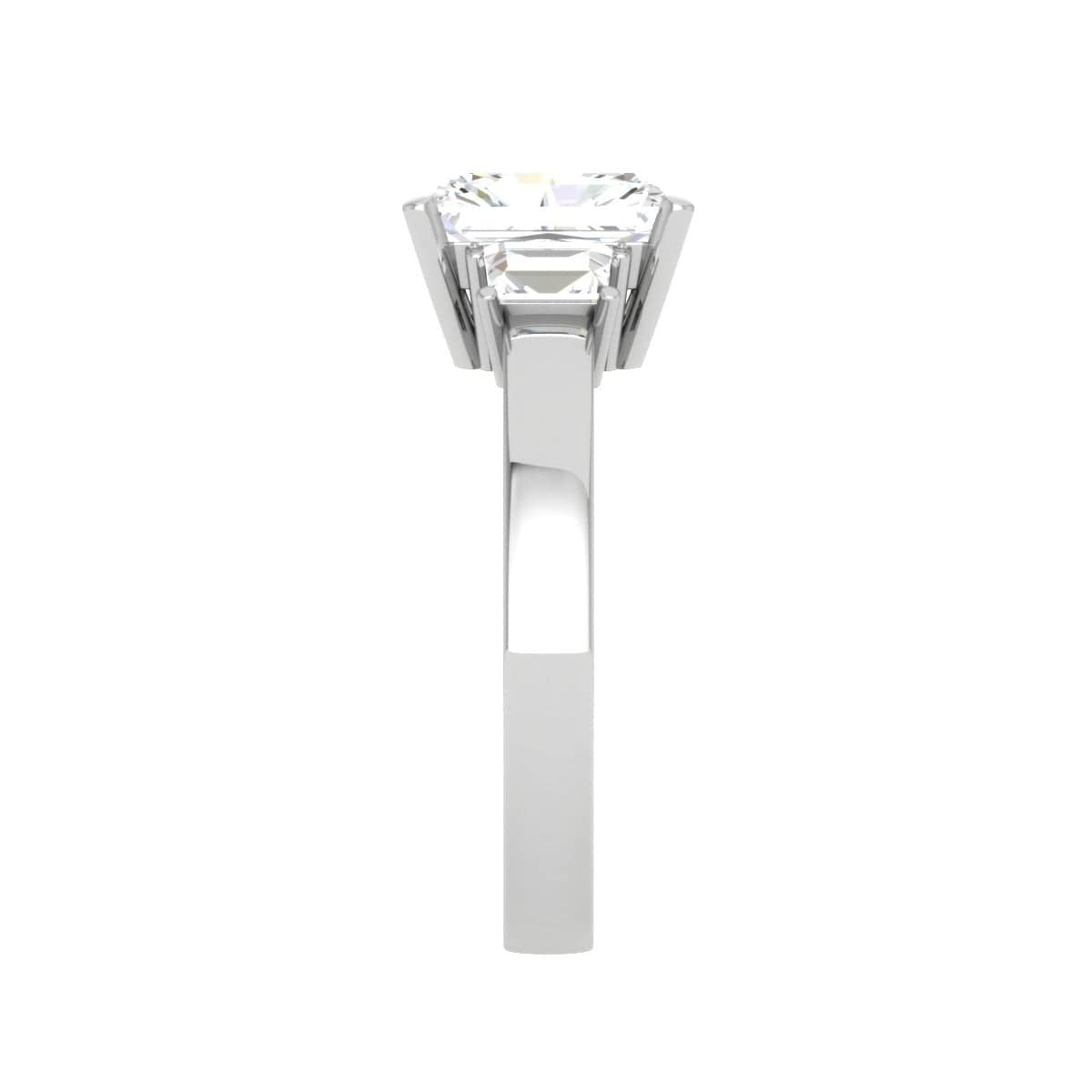 Jewelove™ Rings E VVS / Women's Band only 0.70cts Emerald Cut Solitaire 3 Diamond Platinum Ring JL PT RETSS1241