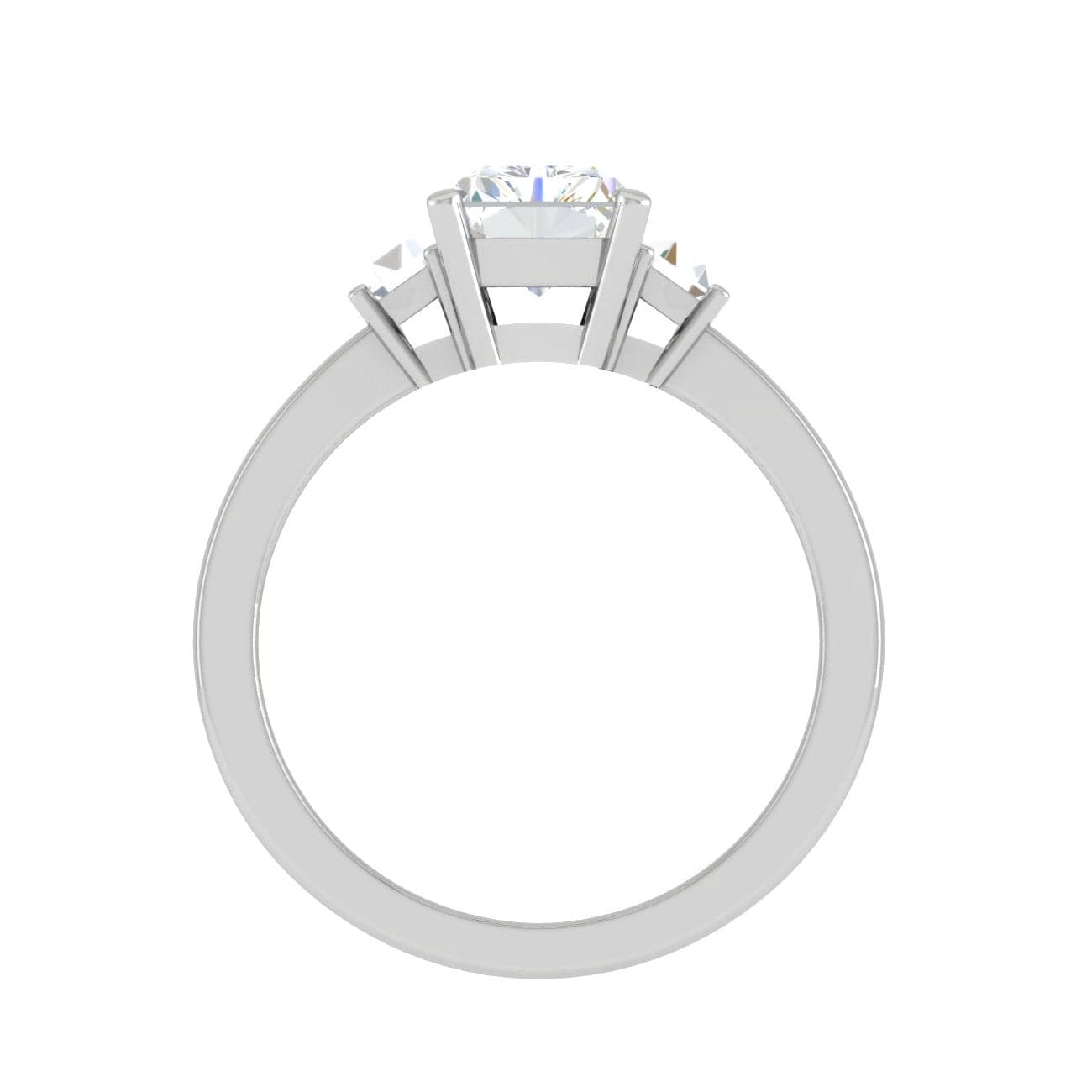 Jewelove™ Rings E VVS / Women's Band only 0.70cts Emerald Cut Solitaire 3 Diamond Platinum Ring JL PT RETSS1241