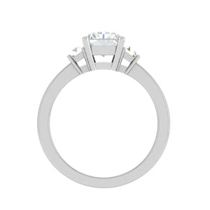 Jewelove™ Rings E VVS / Women's Band only 0.70cts Emerald Cut Solitaire 3 Diamond Platinum Ring JL PT RETSS1241