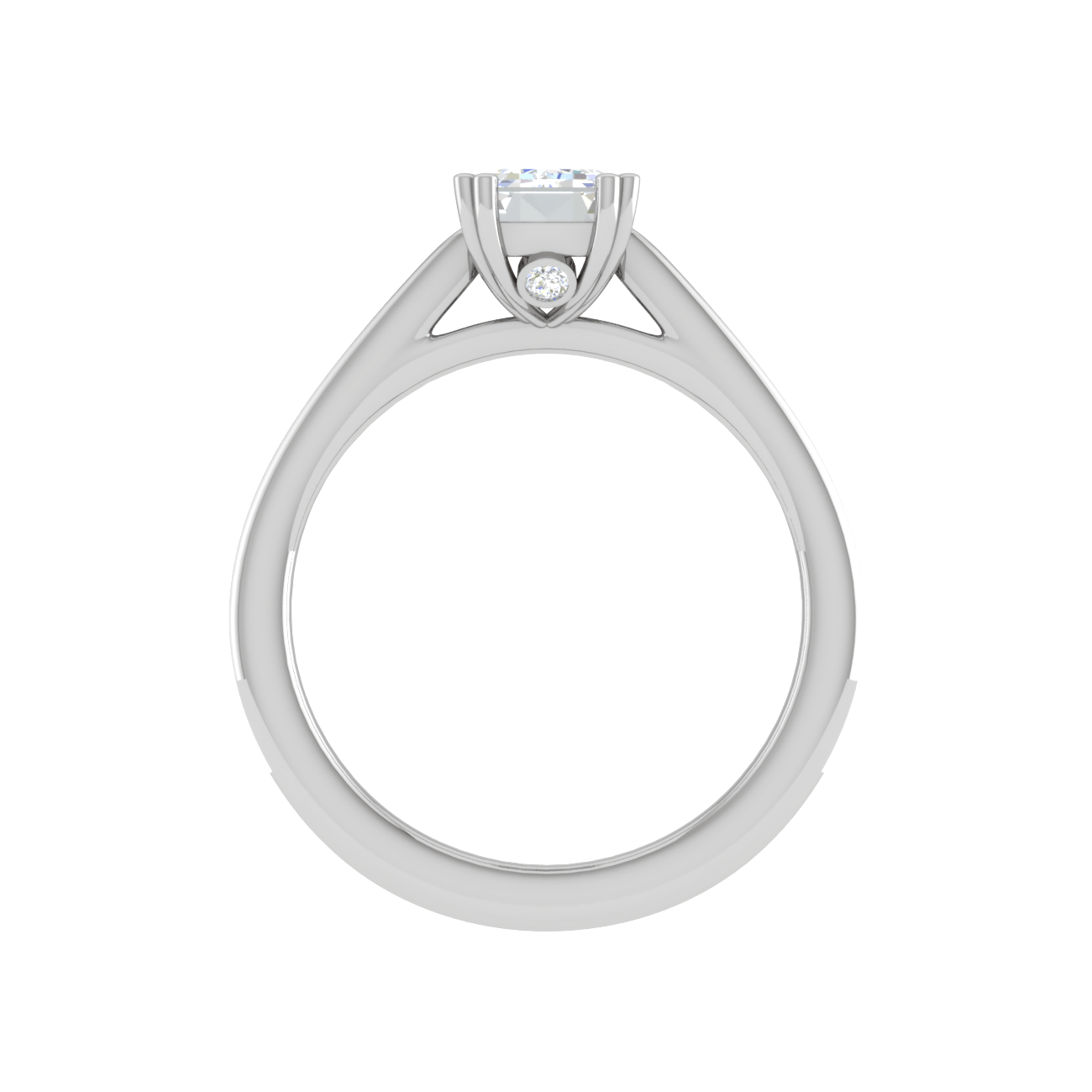 Jewelove™ Rings E VVS / Women's Band only 0.70cts Emerald Cut Solitaire Diamond Shank Platinum Ring JL PT RC EM 152