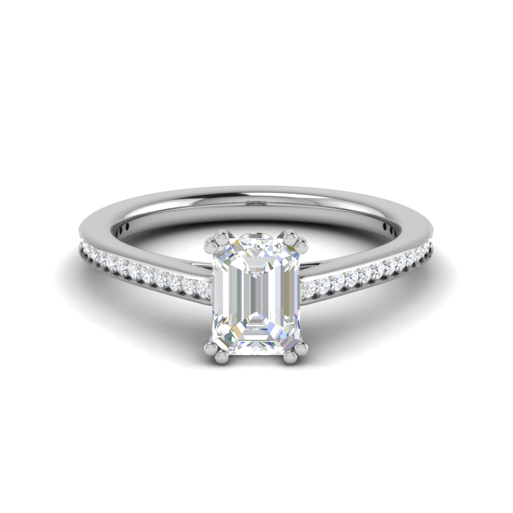 Jewelove™ Rings E VVS / Women's Band only 0.70cts Emerald Cut Solitaire Diamond Shank Platinum Ring JL PT RC EM 152