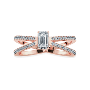 Jewelove™ Rings Women's Band only / VSS E 0.70cts. Emerald Cut Solitaire Diamond Split Shank 18K Rose Gold Ring JL AU 1172R-B