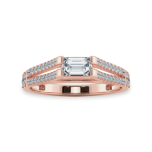 Jewelove™ Rings Women's Band only / VVS E 0.70cts. Emerald Cut Solitaire Diamond Split Shank 18K Rose Gold Solitaire Ring JL AU 1180R-B