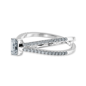 Jewelove™ Rings E VVS / Women's Band only 0.70cts Emerald Cut Solitaire Diamond Split Shank Platinum Ring JL PT 1172-B