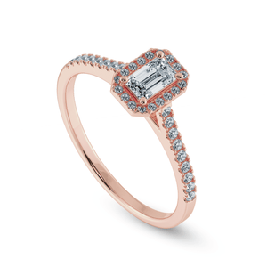 Jewelove™ Rings Women's Band only / VVS E 0.70cts. Emerald Cut Solitaire Halo Diamond Shank 18K Rose Gold Ring JL AU 1197R-B