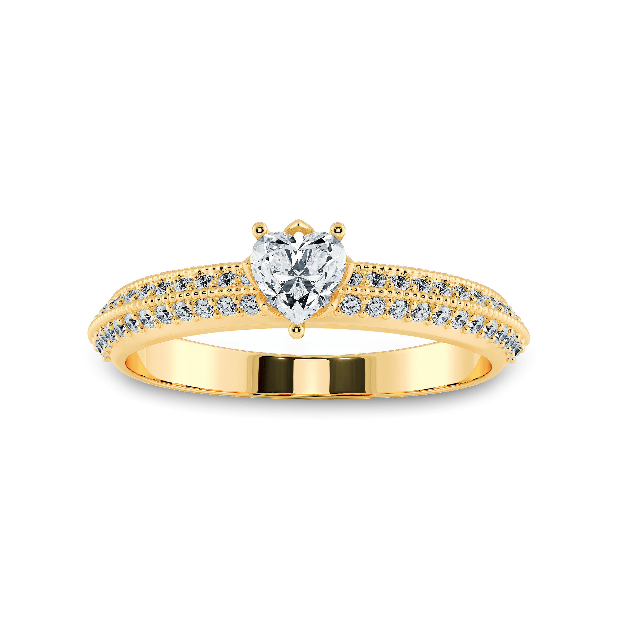 0.70cts. Heart Cut Solitaire Diamond Split Shank 18K Yellow Gold Ring JL AU  1189Y-B