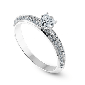 Jewelove™ Rings I VS / Women's Band only 0.70cts Heart Cut Solitaire Diamond Split Shank Platinum Ring JL PT 1189-B