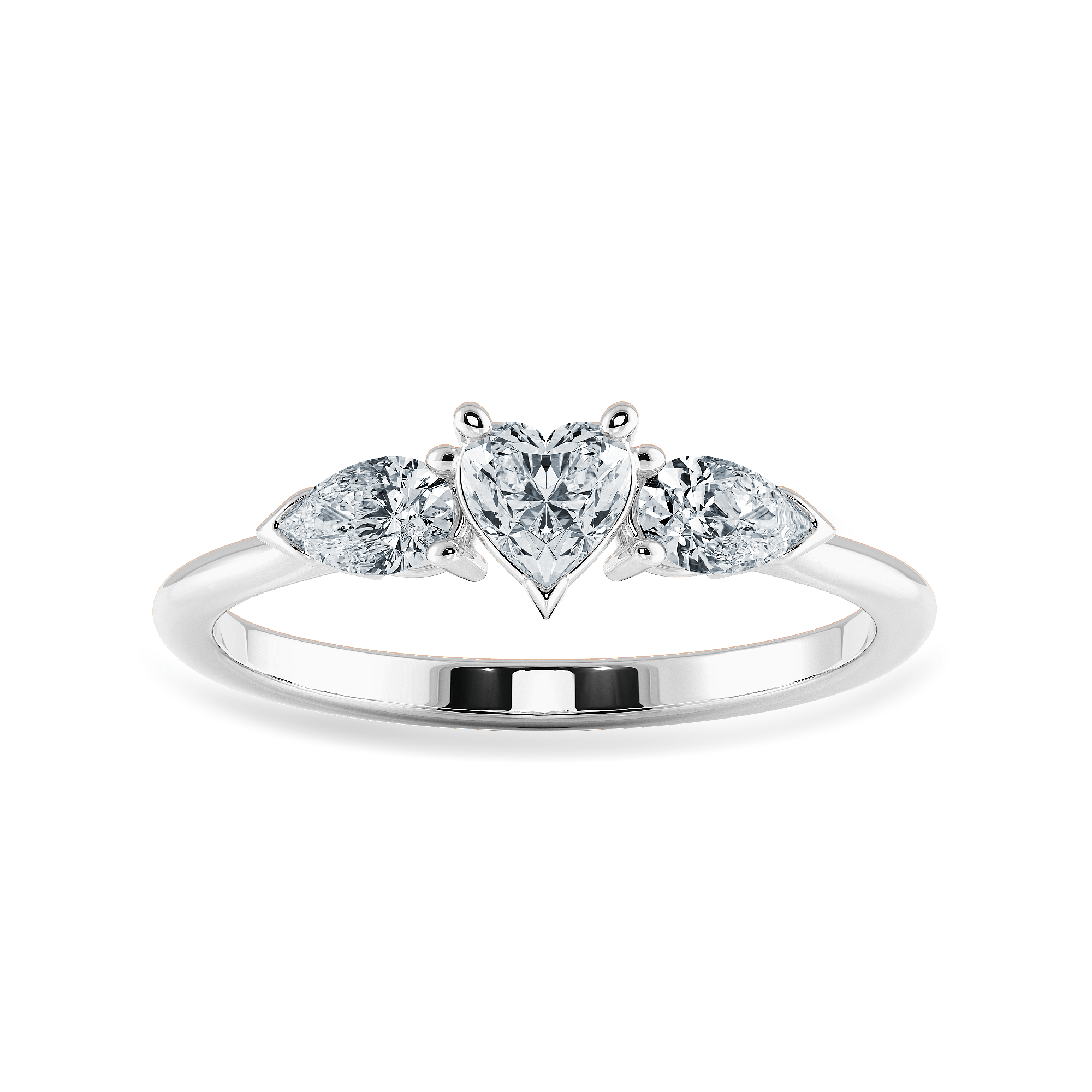 Jewelove™ Rings I VS / Women's Band only 0.70cts Heart Cut Solitaire with Pear Cut Diamond Accents Platinum Ring JL PT 1205-B