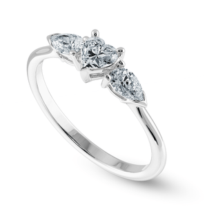 Jewelove™ Rings I VS / Women's Band only 0.70cts Heart Cut Solitaire with Pear Cut Diamond Accents Platinum Ring JL PT 1205-B